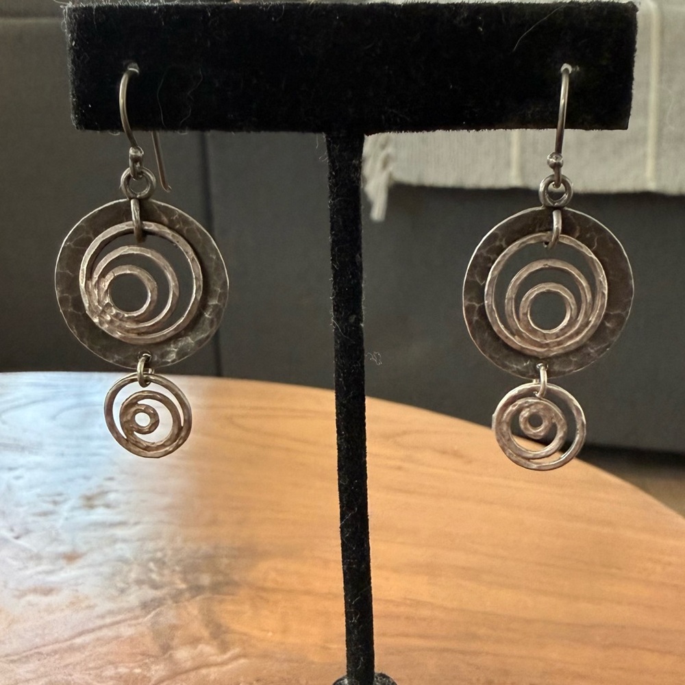 Silpada Sterling Silver Hammered Round Swirl Dangle Earrings W1756